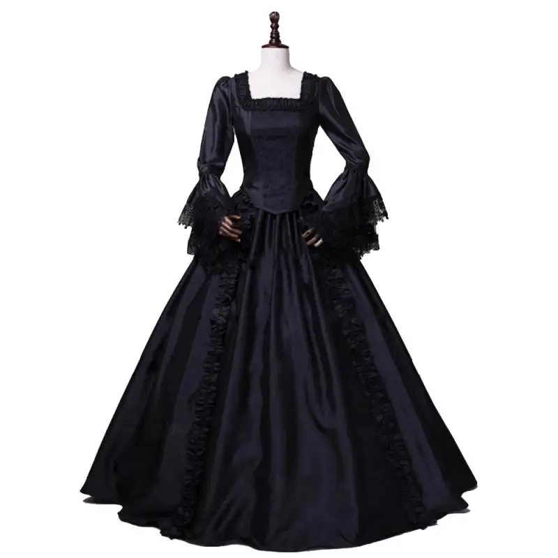 

High Quality Elizabeth Black Deluxe Marie Antoinette Pompadour Princess Court Ball Gown Dress Halloween Dress