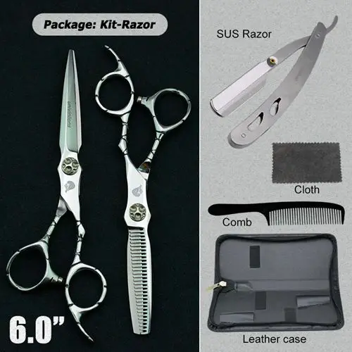 Silver Kit Razor Univinlions " профессиональные ножницы для волос набор острых лезвий Парикмахерские ножницы набор Парикмахерские ножницы, салон бритвы - Цвет: Silver Kit Razor