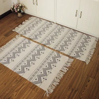 new linen bedside carpet geometric woven mat bathroom living room carpets hand made indian rug bohemia printing mat