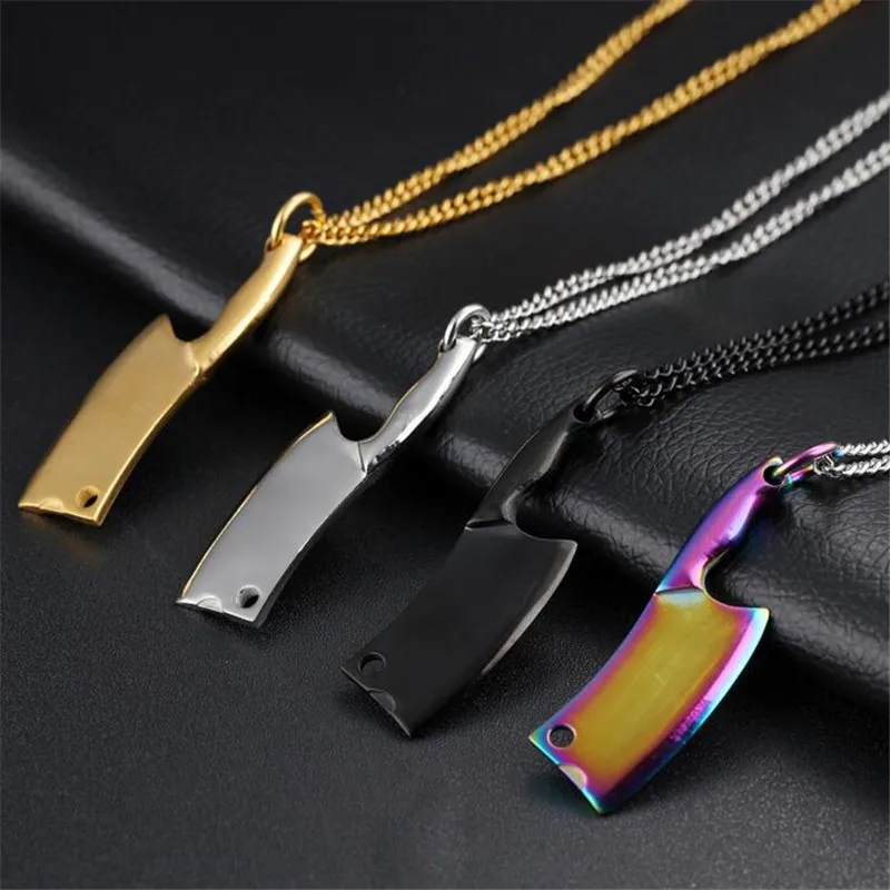 Ожерелье с кулоном в виде кухонного ножа из нержавеющей стали|Ожерелья