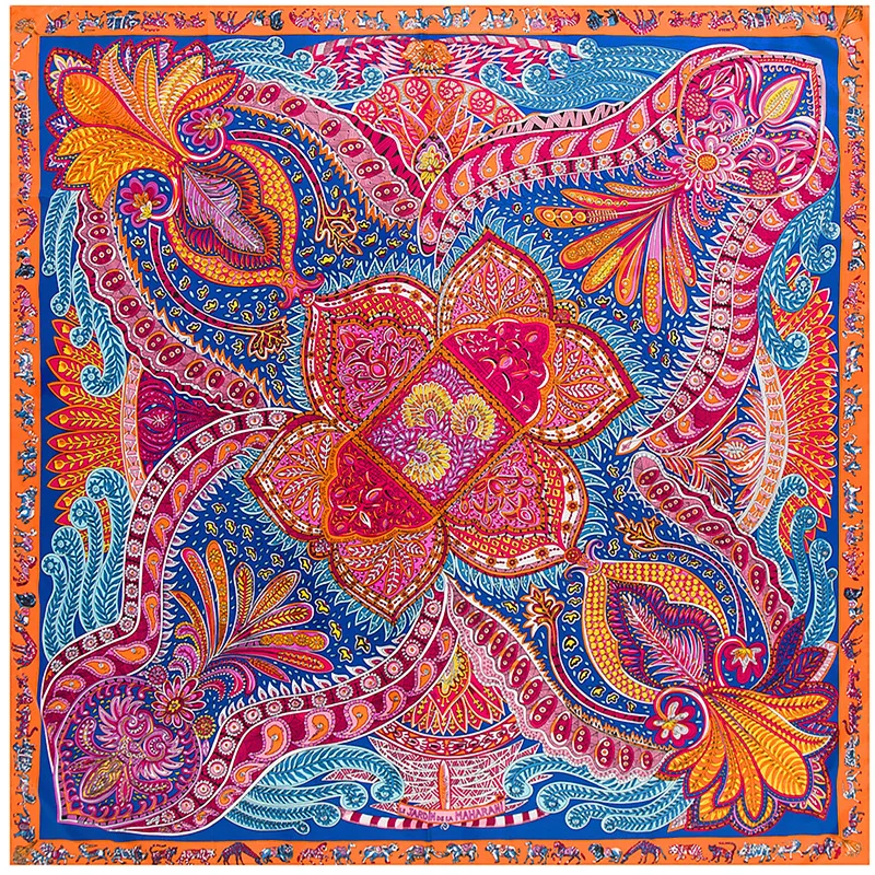 Fashion Twill Silk Women Scarf 130*130cm Warm Cashew Floral Print Square Scarves Wraps Luxury Brand Super Large Gift Shawls |