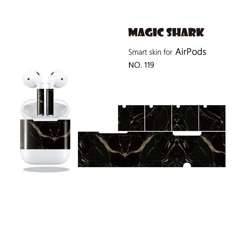 Чехол Magic Shark с мраморной печатью для Apple Airpods защита от пыли из фольги ПВХ наклейка