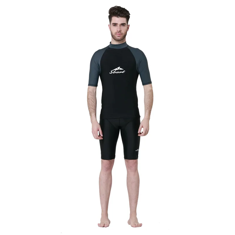 Men's Anti-UV Windsurf Diving Suit Swimwear Surf Shirts Short Sleeve Rash Guard Swimming Snorkeling Wetsuit Male Top Shirt | Спорт и