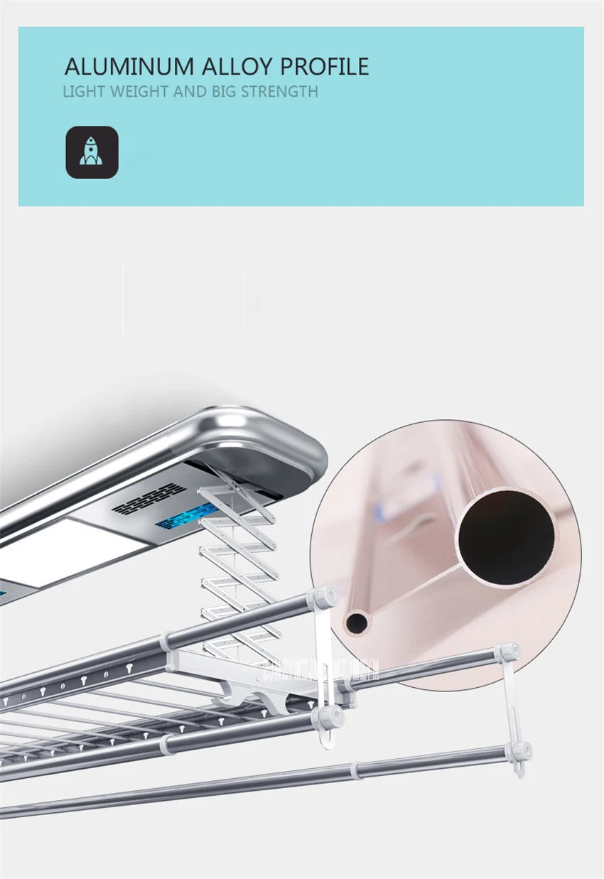 TK-9002 Intelligent Electric Drying Rack Balcony Automatic Remote Control Lifting Telescopic Clothes Drying Machine 220V 121W