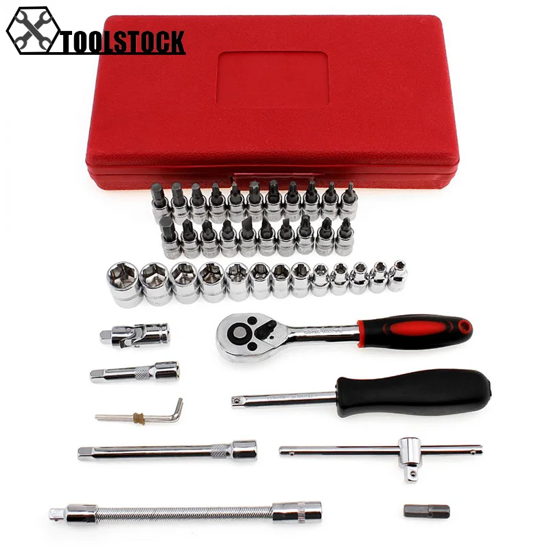 

Socket Wrenches Set 46pcs/lot 1/4-Inch Car Repair Tool Ratchet Set Torque Wrench Combination Bit a set of keys Chrome Vanadium