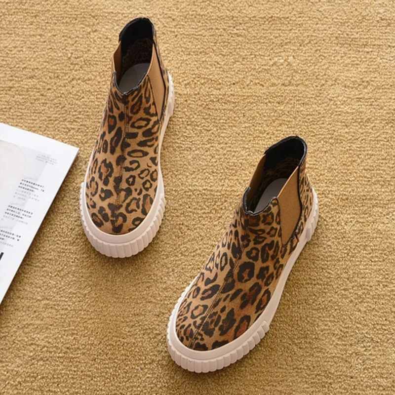 Leopard grain winter Модная зимняя обувь; женские ботинки «Челси»; леопардовая зимняя обувь на толстой подошве; теплые плюшевые женские ботинки; женские ботильоны; A362 - Цвет: Leopard grain winter