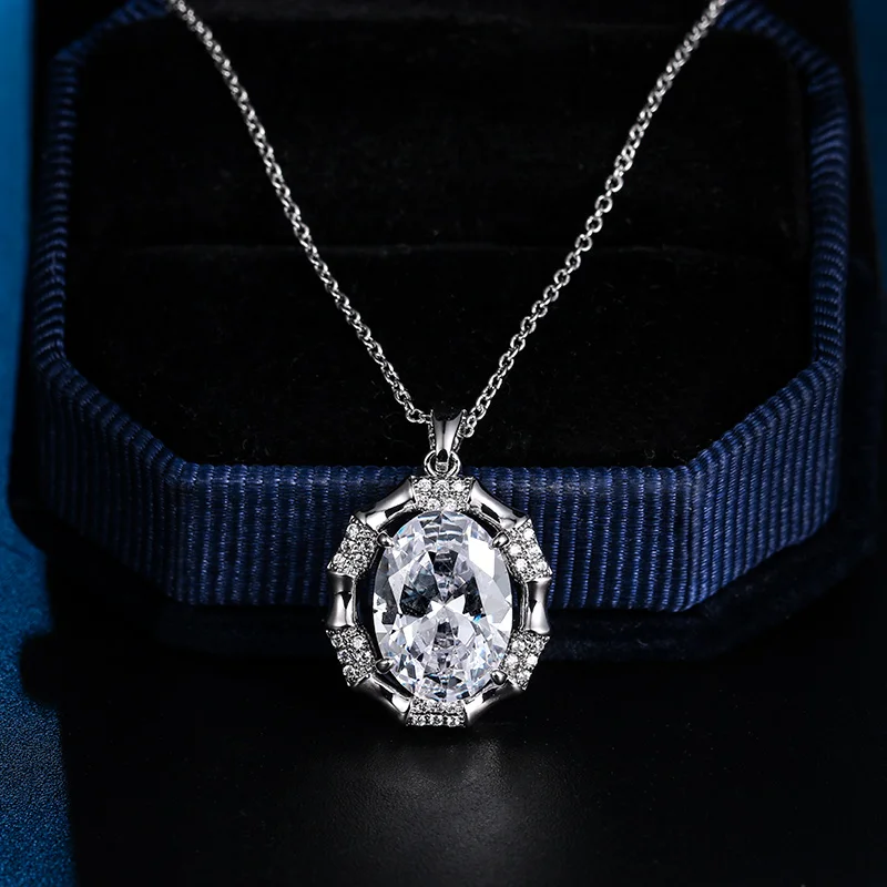 191 silver WEIMANJINGDIAN ассорти формы каплевидной/овальной/квадратной CZ кубического циркония кристалл ожерелье кулон для женщин - Окраска металла: 191 silver