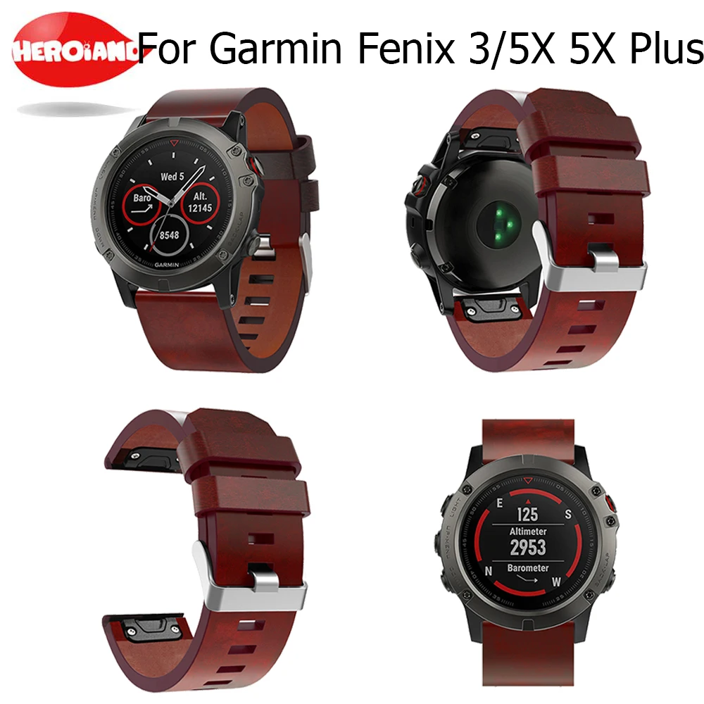 

Кожаный ремешок для часов, сменный ремешок для Garmin Fenix 5X/5X Plus, быстросъемный браслет EasyFit для Garmin Fenix 3 HR