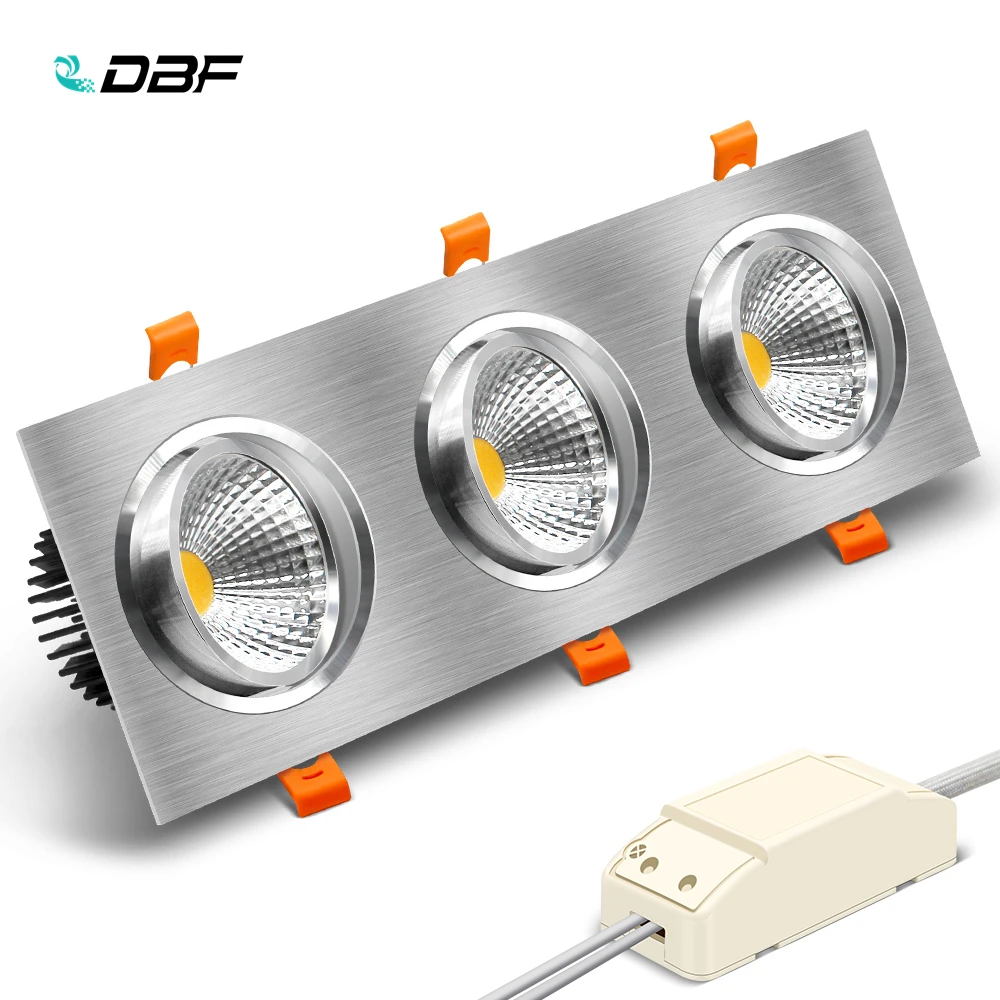 

[DBF]High CRI 3Heads Square LED Recessed Downlight Dimmable 15W 21W 30W 36W Ceiling Spot Light 3000K/4000K/6000K Home Decoration