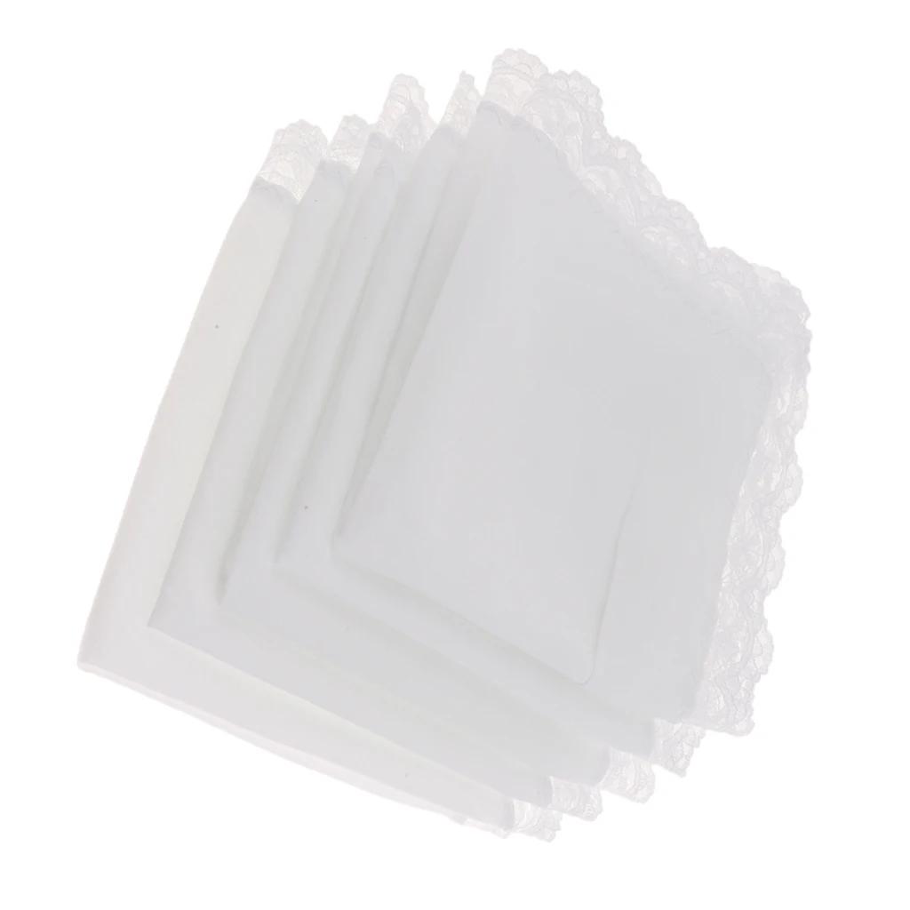 5 шт. женские хлопковые носовые платки с кружевной каймой белые Hanky для свадьбы