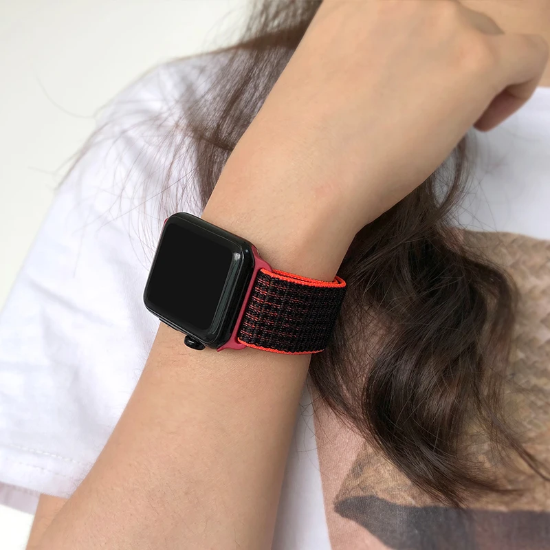 Ремешок для наручных часов Apple Watch Series 5 4 40 мм 44 браслет нейлоновый Браслет спортивный бесшовный ремешок для iwatch серии 3/2/1 38 мм 42 мм аксессуары