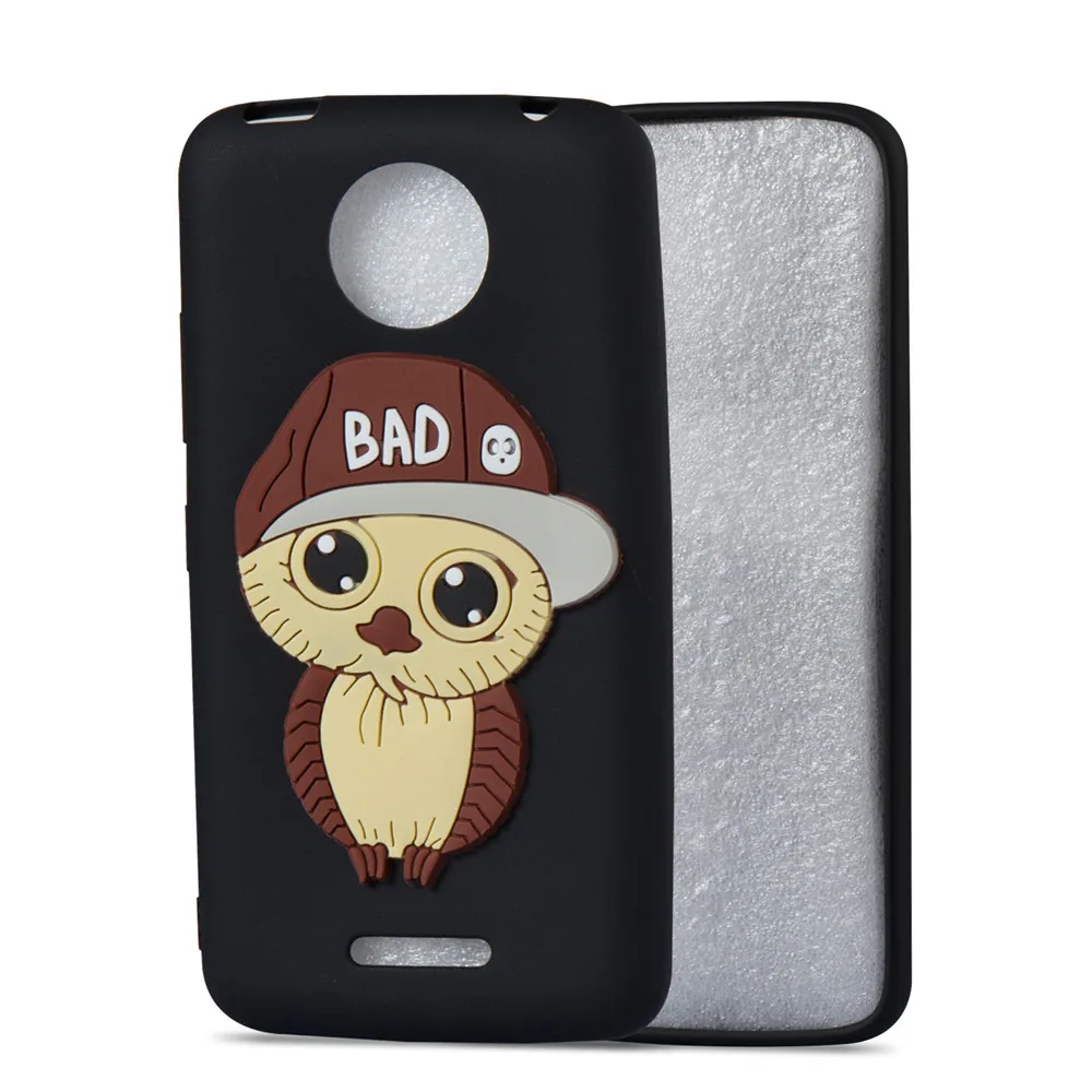 Lovely Cute Owl Cartoon TPU Case For Motorola Moto C Plus Back Cover Soft Black Silicone 360 Full Protective Coque |