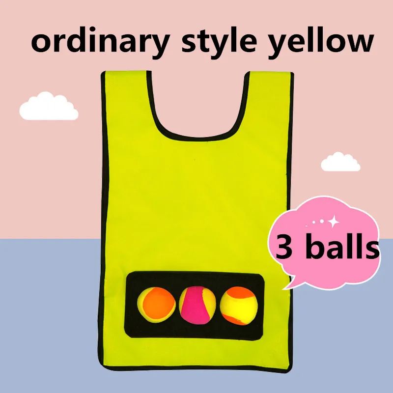 3 balls yellow Happymaty/реквизит для игр; жилетка из липкого Джерси; жилетка для игр; жилетка с липким мячом; Детская уличная забавная спортивная игрушка - Цвет: 3 balls yellow