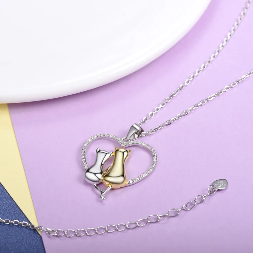 Подвеска с котом Kpop Love Heart подвеска-котенок и ожерелье из стерлингового серебра 925