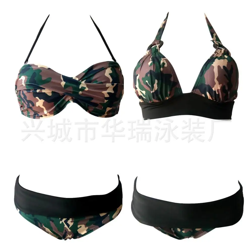 Камуфляжные плавки бикини набор для улицы пляжа бассейна купальный костюм две