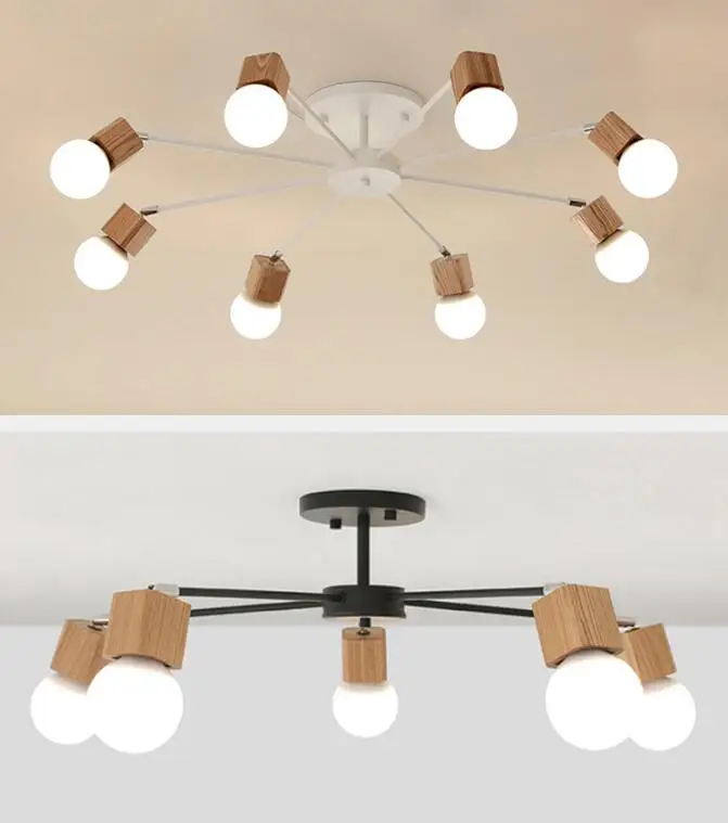 3/5/8 деревянные светодиодные потолочные светильники для гостиной спальни