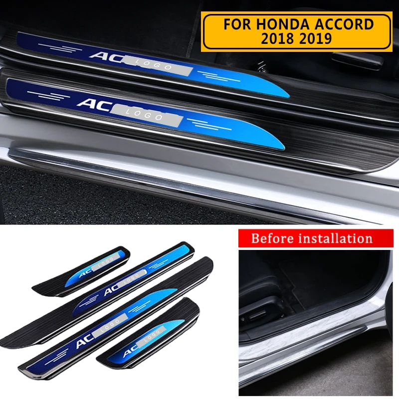 4pcs Pcmos нержавеющая сталь наружный порог Накладка защита для Honda Accord Добро пожаловать педаль порог педаль Анти-трение - Цвет: 4pcs