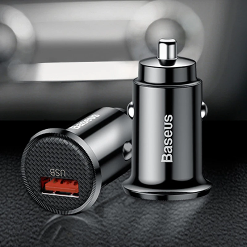Black Baseus mi ni USB Автомобильное зарядное устройство Quick Charge 3,0 Автомобильное зарядное устройство для iPhone samsung Xiaomi mi QC3.0 QC Быстрая Мобильная Автомобильная зарядка - Тип штекера: Black