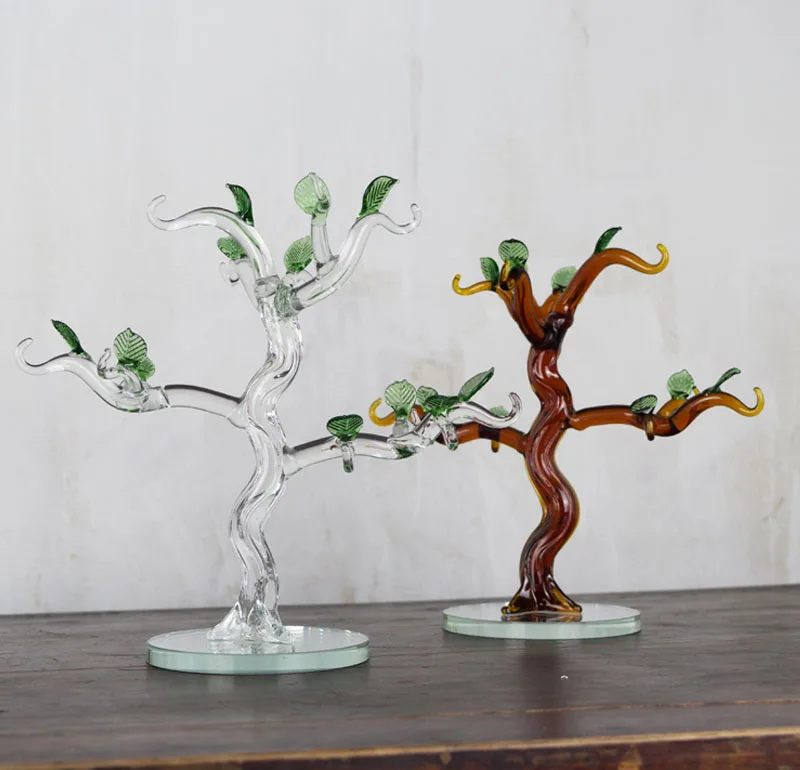 Crystal Apple Tree Ornaments Glass Fengshui Crafts Living Room TV Cabinet Home Decor Figurines Christmas New Year Gift Souvenir