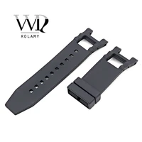 rolamy 28mm wholesale new style black strap waterproof rubber replacement watch band belt special popular