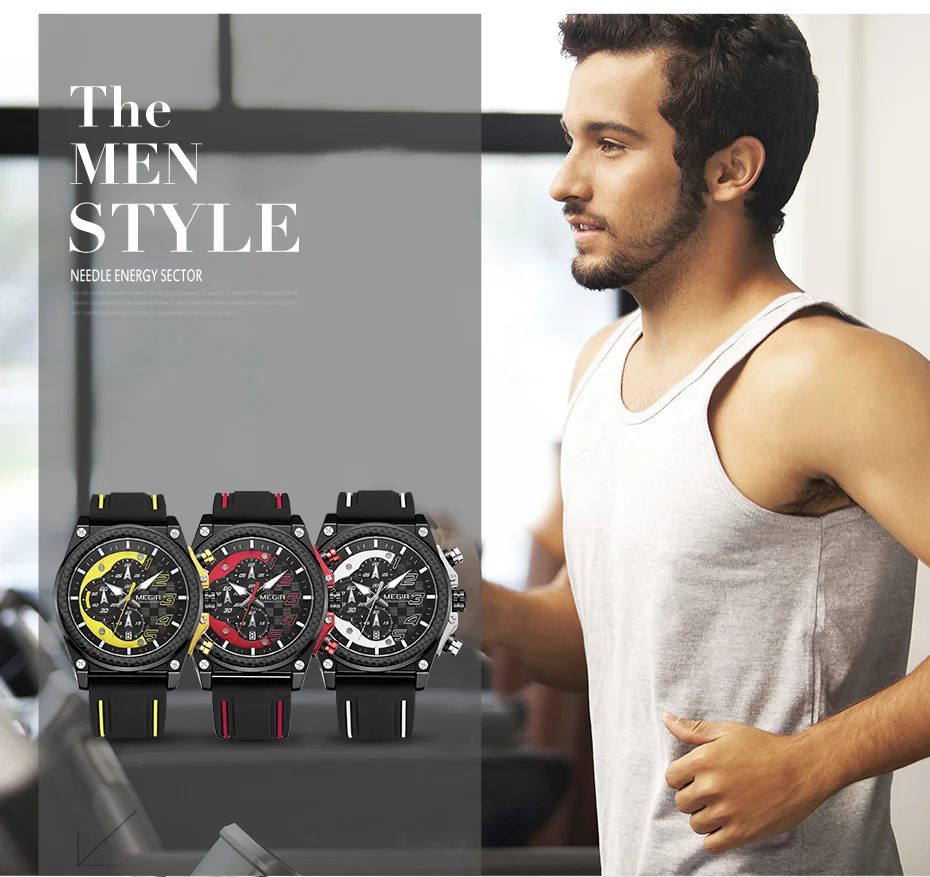 MEGIR Watch Men Sport Watches Army Top Brand Waterproof Auto Date Chronograph Luminous Hand Fashion Military Clock Montre Homme