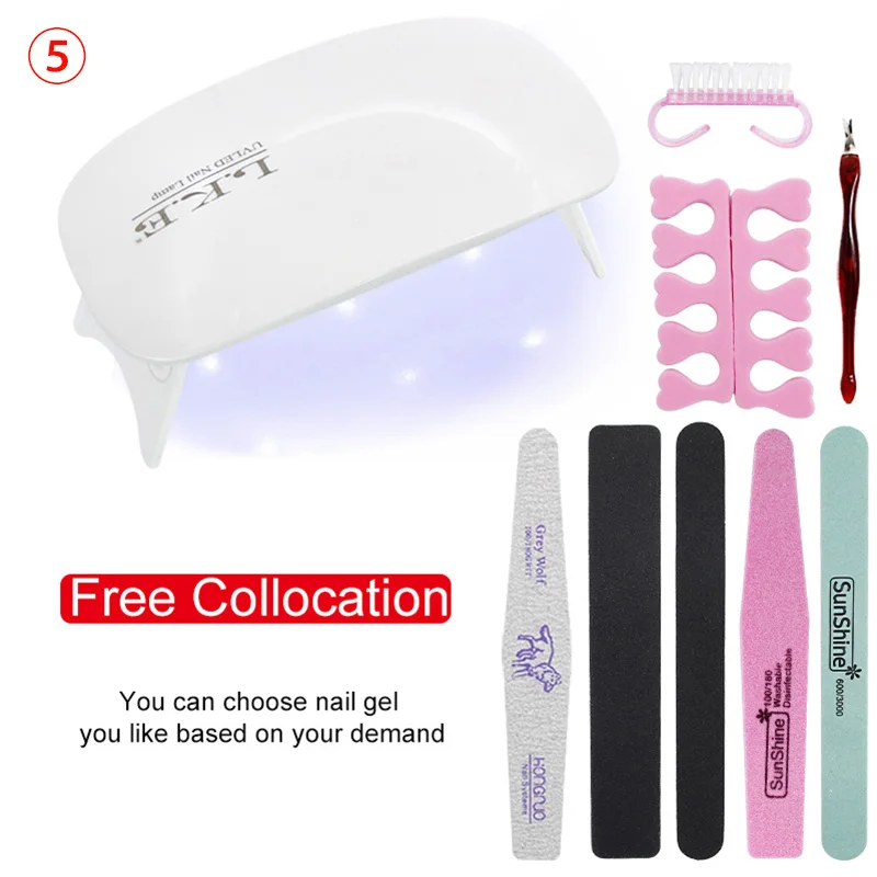 SET 5 (Not nail gel) LKE УФ гель для ногтей наборы светодиодный Сушилка для ногтей маникюрный набор УФ Гель-лак набор ручек для наращивания ногтей лак маникюрный лак набор инструментов - Цвет: SET 5 (Not nail gel)