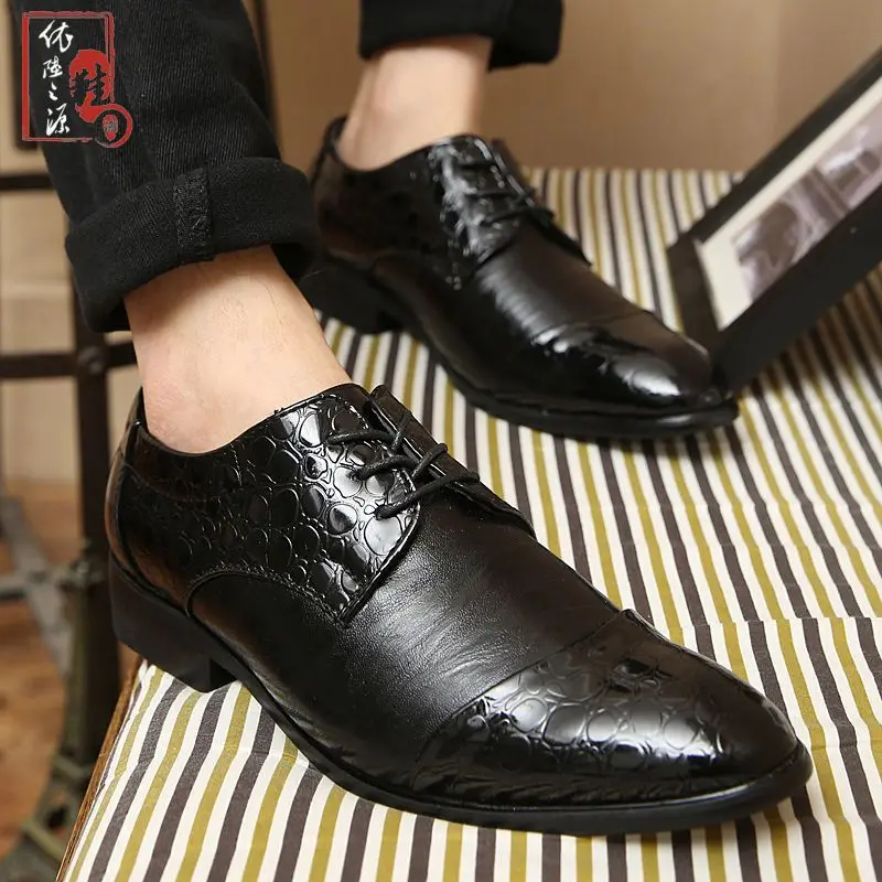 2014 new brand Men Shoes Leather splice Lace Up Business Moccasins Dress Wedding casual men shoes | Обувь