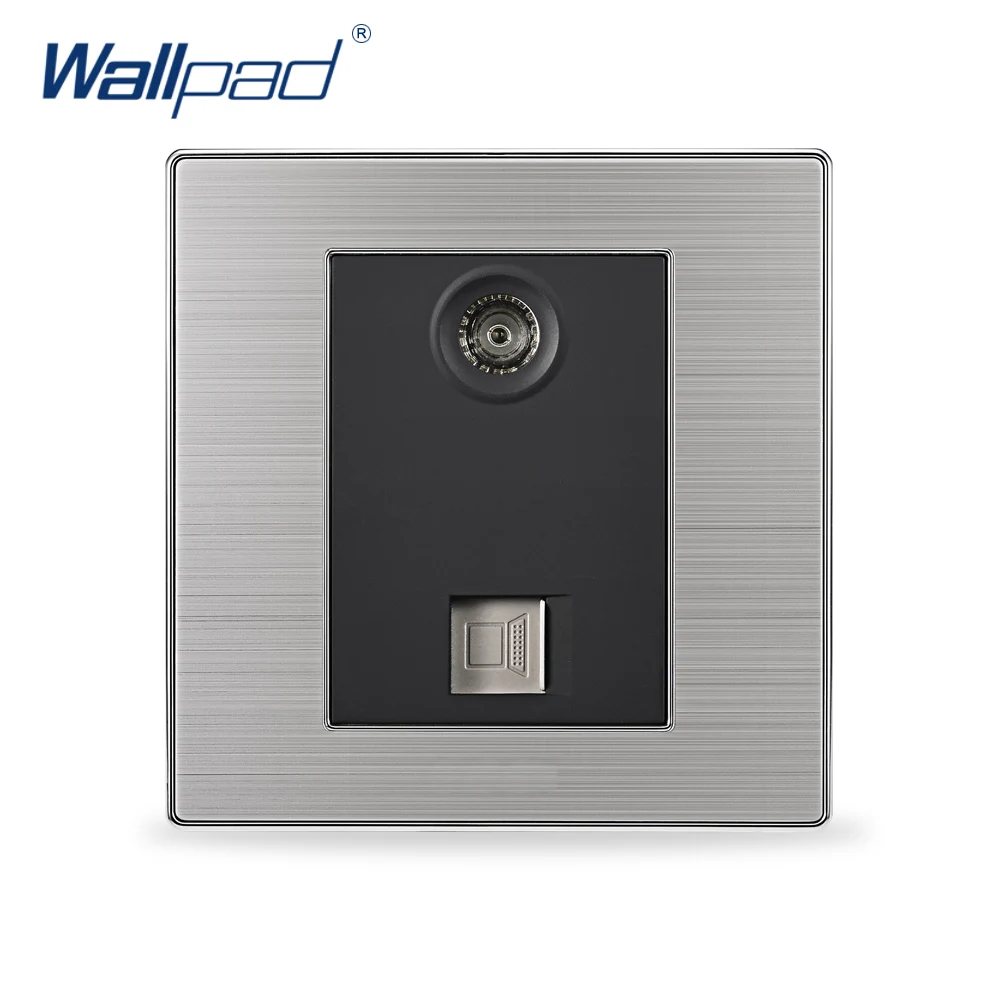 

Hot Sale TV and COM Socket Wallpad Luxury Television and Computer Wall Power Socket Network Black / Champagne AC 110-250V