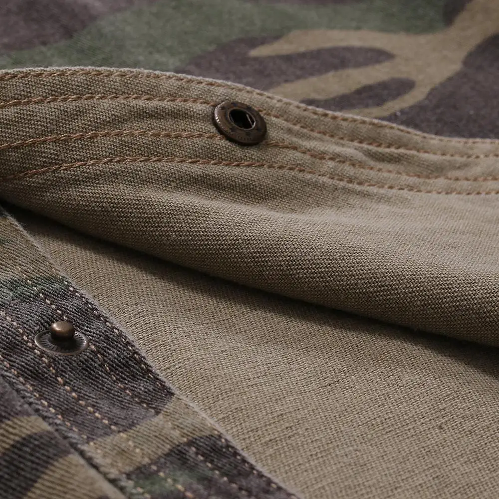 Мужская джинсовая рубашка с коротким рукавом Повседневная камуфляжным принтом