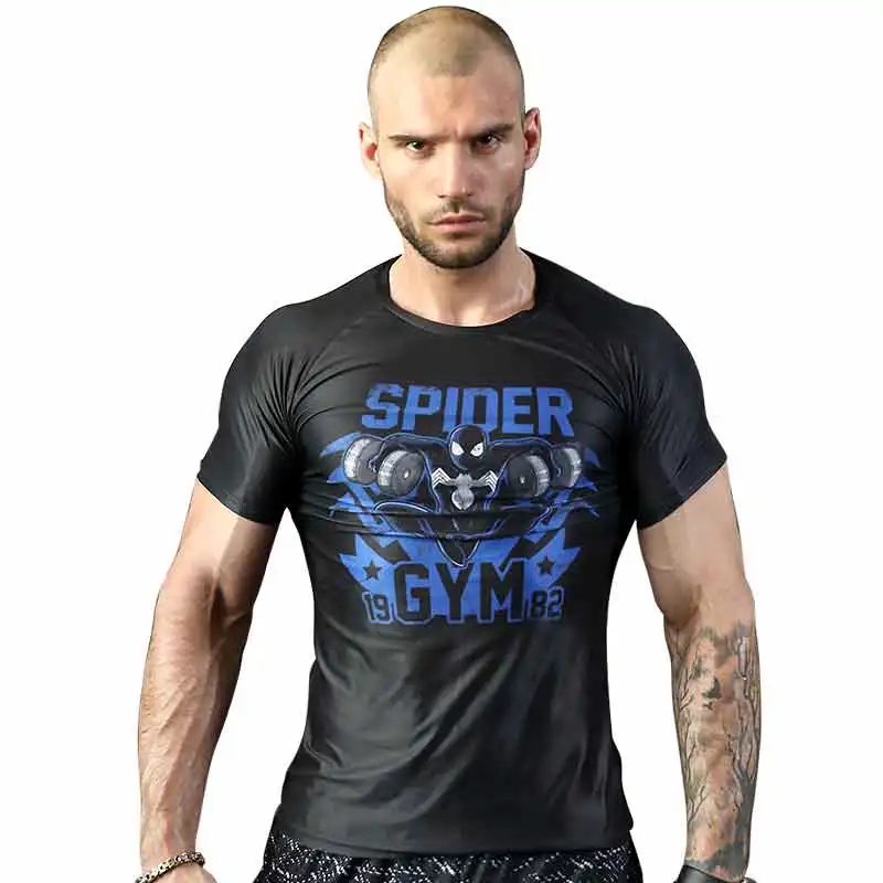 Spiderman-3 Adhemar, дышащая, супергерой, Рашгард, полиэстер, Спортивная рубашка, осень, Рашгард, мужская, спандекс, короткий рукав, футболка для бега - Цвет: Spiderman-3