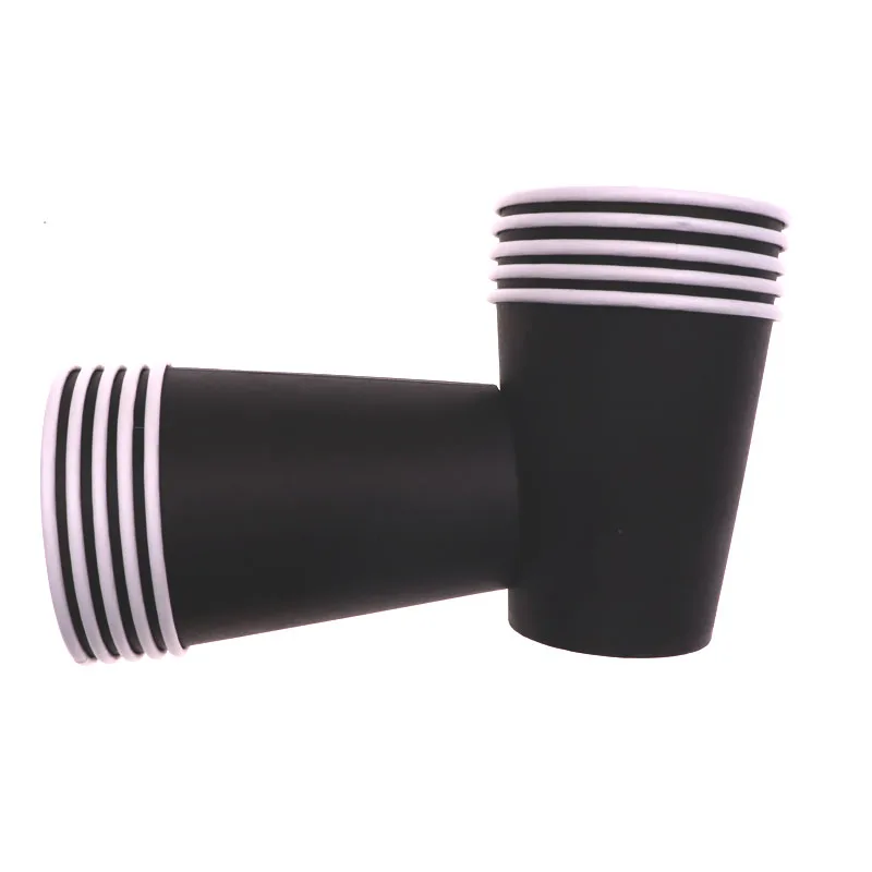 black cup 10pcs Зеленые однотонные тарелки чашки столовые приборы наборы свадебные декорации, праздник наборы; детский душ с днем рождения для детей - Цвет: black cup 10pcs