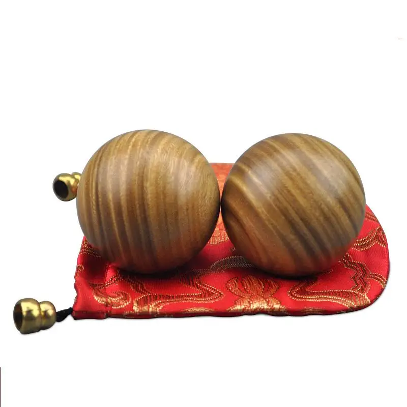 green sandalwood Твердый деревянный зеленый сандаловое дерево/палисандр здоровье 48 мм ручной шар деревянный Аннато массаж ручной гимнастический мяч китайский национальный подарок - Цвет: green sandalwood