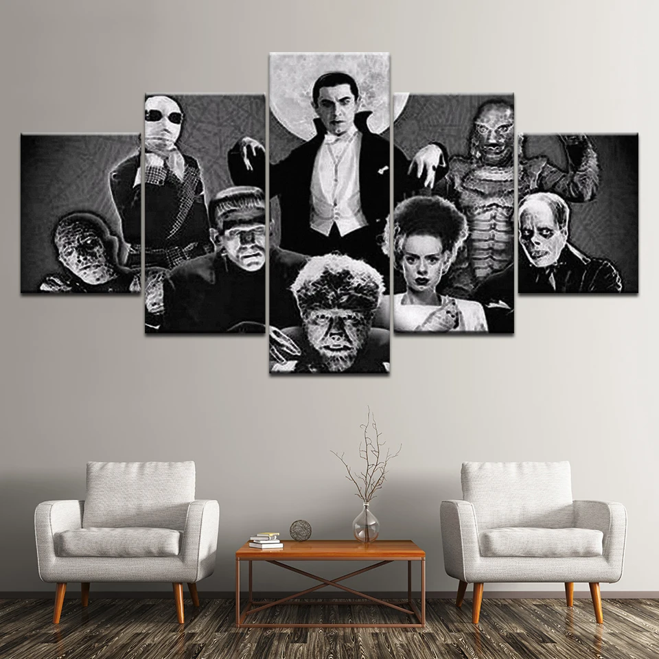 Modern Painting Horror Character Movice The Mummy On Canvas Wall Art Frame Home Decor HD Printed 5 Pcs Modular Pictures Posters | Дом и сад