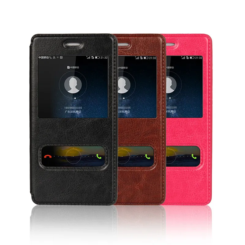 Модный кожаный чехол для Huawei P8 lite 2015 с окошком просмотра Fundas Etui Capinha Carcasa Капа