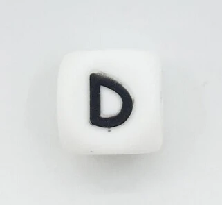 D 10 шт./лот силиконовые буквы бусины, Прорезыватель для имени на соски-пустышки цепи клипы 12 мм Жевательная Алфавит Цепочки и ожерелья для режущихся зубов - Цвет: D