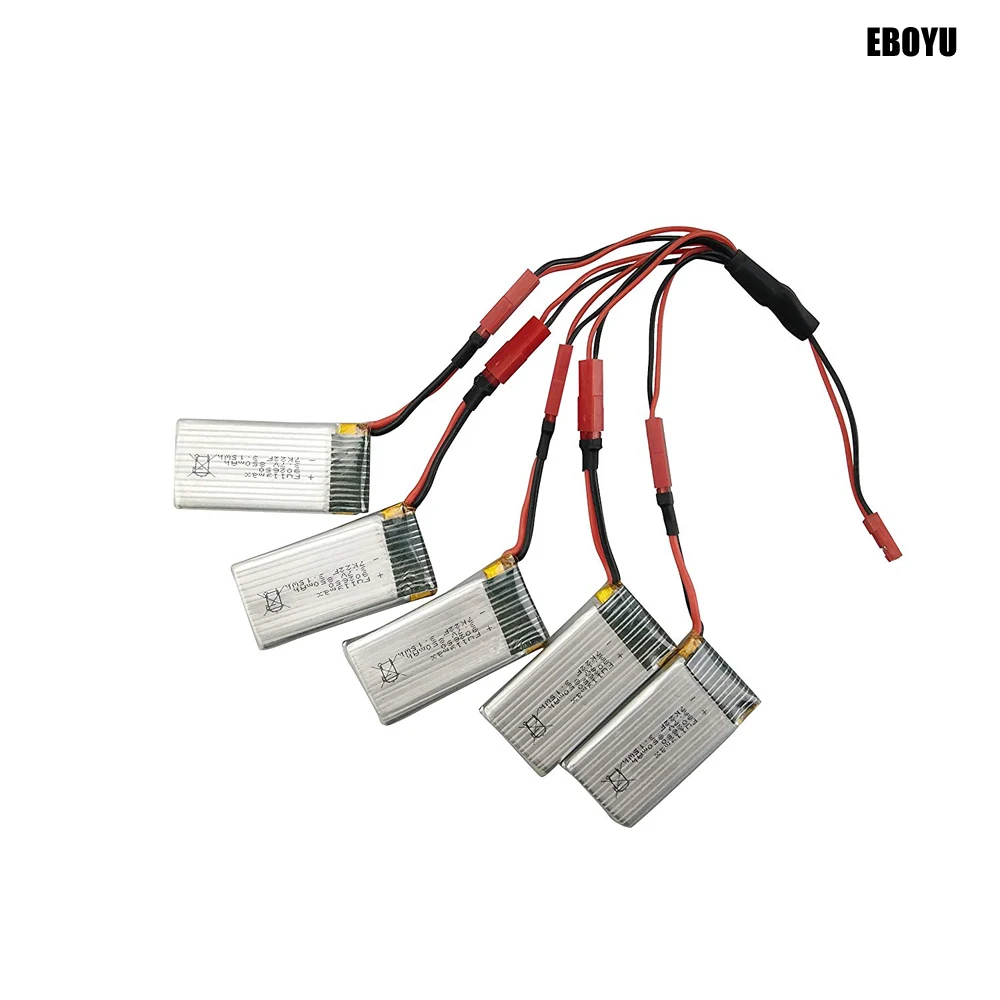 5 шт. * EBOYU 3,7 в 850 мАч литий-полимерный аккумулятор + 1 до 5 JST зарядный кабель для SYMA X56 X56W X54HW X54HC складной Радиоуправляемый квадрокоптер