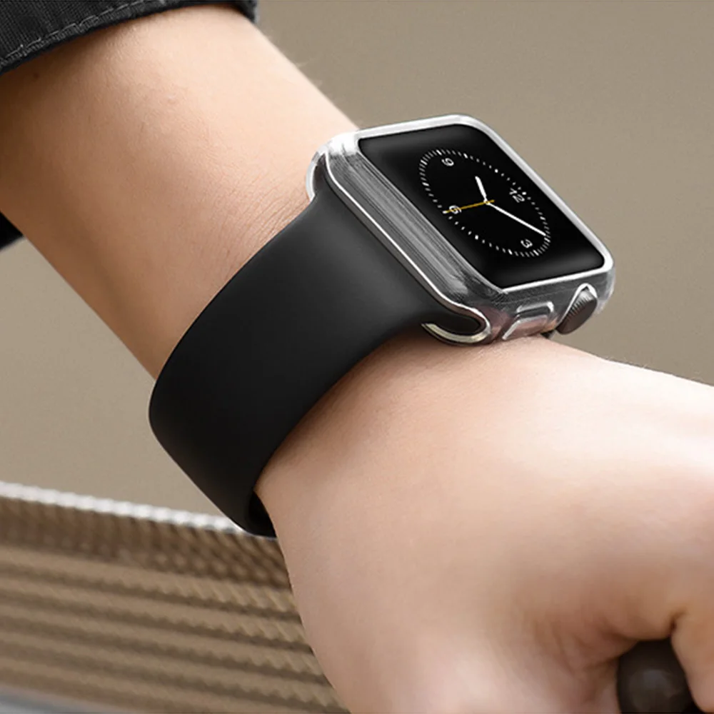 Защитный чехол для Apple Watch 3 4 2 1 38 мм 42 мягкий ТПУ ультратонкий HD прозрачный