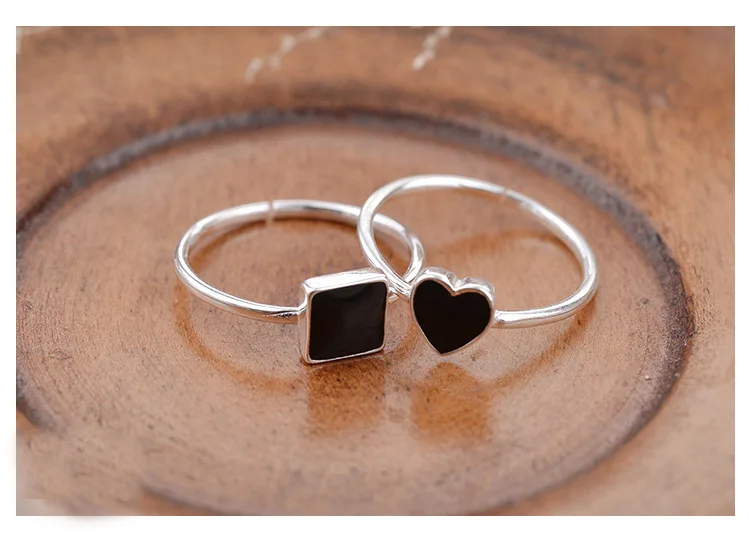 

Trendy Bohemian Vintage 925 Sterling Silver Love Heart Rings for Women Wedding Engagement Antique Ring Christmas Gift Anillos