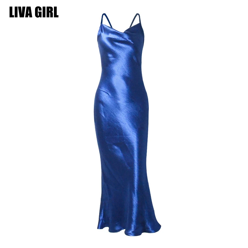 Новинка от Liva Girl свидание атласное платье макси с высокой талией элегантное и
