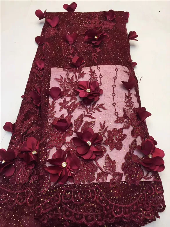 Golden Shining 3D Lace Fabric Beaded French Laces Fabrics High Quality Tulle Nigerian Applique Dress FFZ424 | Дом и сад