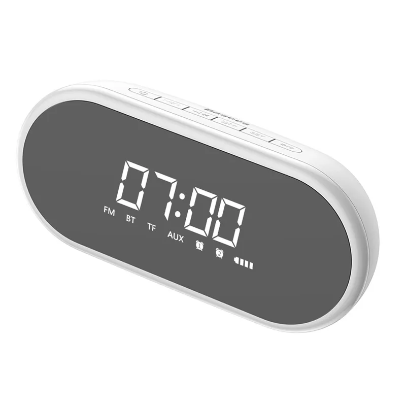Baseus E09 портативный Bluetooth динамик с будильником беспроводной громкий динамик музыка объемный Громкий динамик для телефона ПК компьютера - Цвет: White With Lights