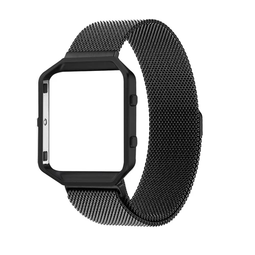 Хохлатая Миланская петля ремешок для fitbit blaze ремешок с рамкой из нержавеющей стали ремешок для часов магнитный замок Браслет для fitbit blaze - Цвет ремешка: black