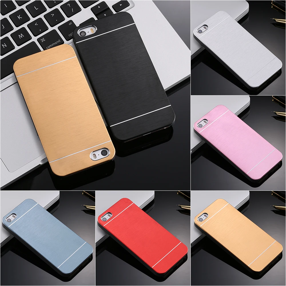 Алюминиевый Case Делюкс Металлический Чехол Принт Щетки Для iPhone 5 5S se Жесткий