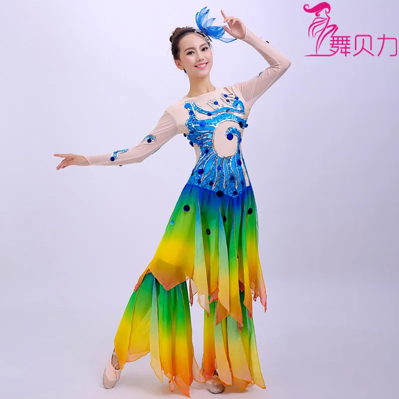 Костюм китайского народного танца платье в виде рыбы танцевальная одежда