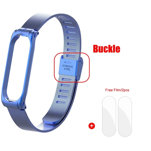 Для mi Band 4 металлический ремешок из нержавеющей стали для Xiaomi mi band 4 3 браслеты на запястье mi lanese Loop mi band 4 NFC Global - Цвет: Blue Buckle strap