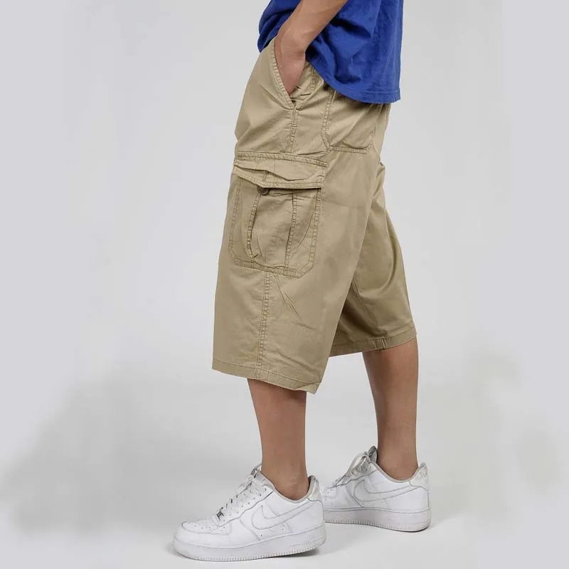 

Summer Mens Shorts Beach Cargo Shorts Cotton Casaul Loose Hip Hop Harem Shorts With Pockets Wide Leg Thin Shorts Big Size 6XL