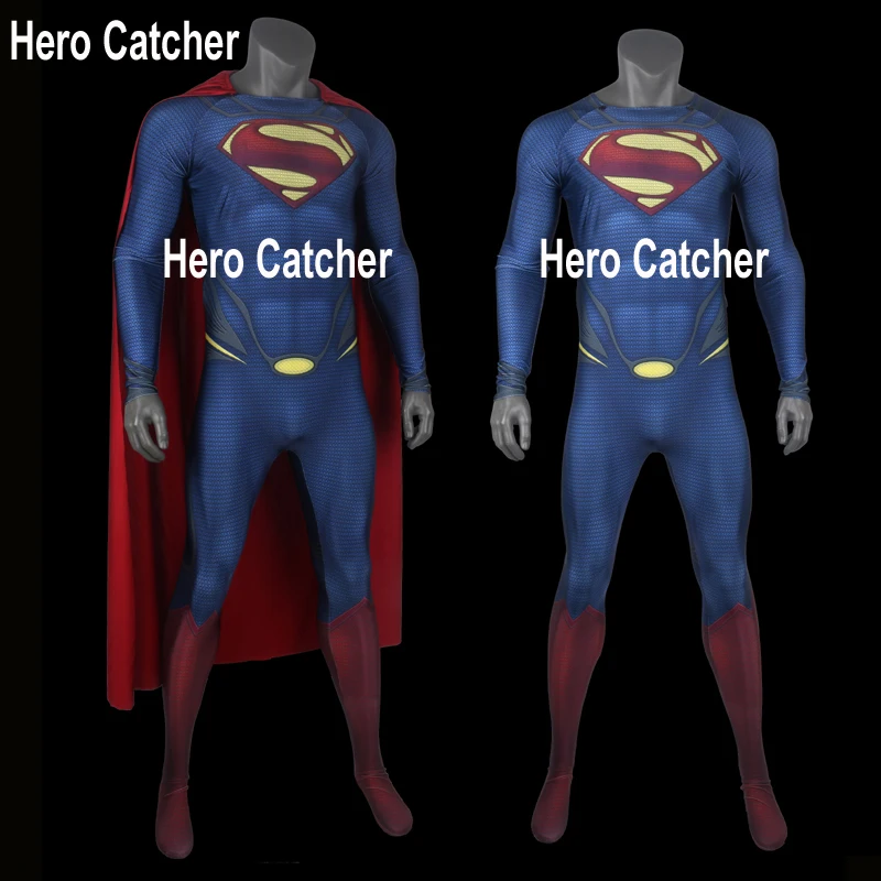 Герой Catcher Высокое качество пены подкладка тисненый логотип Супермен косплей костюм 3D логотип Супермен, из спандекса Костюм Человек стальной костюм