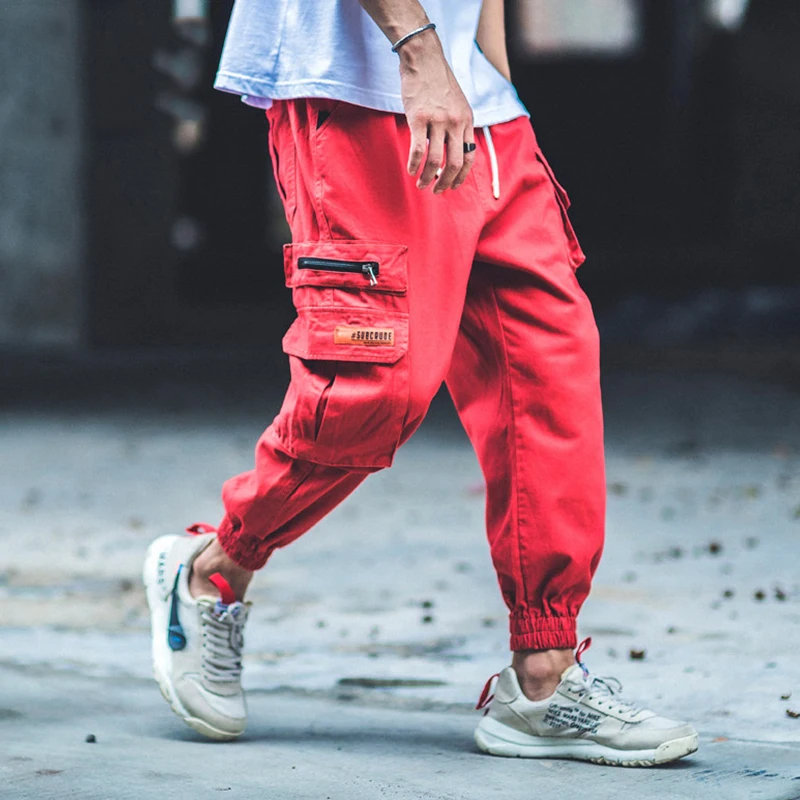 Человек Jogger камуфляж боковые карманы Свободные Мульти Карманы Для мужчин пот