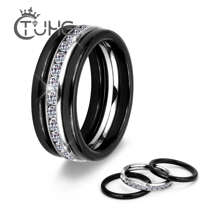 3 шт./компл. красочные кольца для женщин керамические с белым кристаллом из