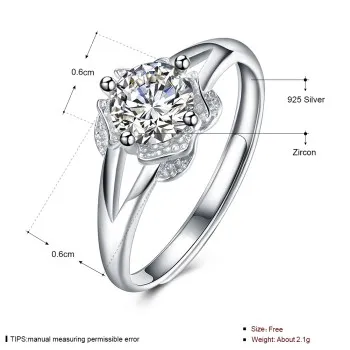 

UFOORO Classic flower design 2017 new 925 sterling silver ring for women high quality silver ring princess gift USH-R0052